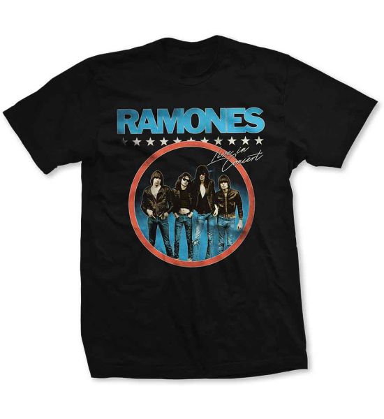 Ramones: Circle Photo - Black T-Shirt