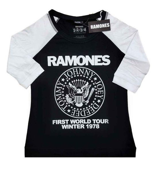 Ramones: First World Tour 1978 - Ladies Black & White T-Shirt