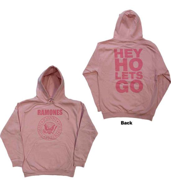 Ramones: Pink Hey Ho Seal (Back Print) - Pink Pullover Hoodie