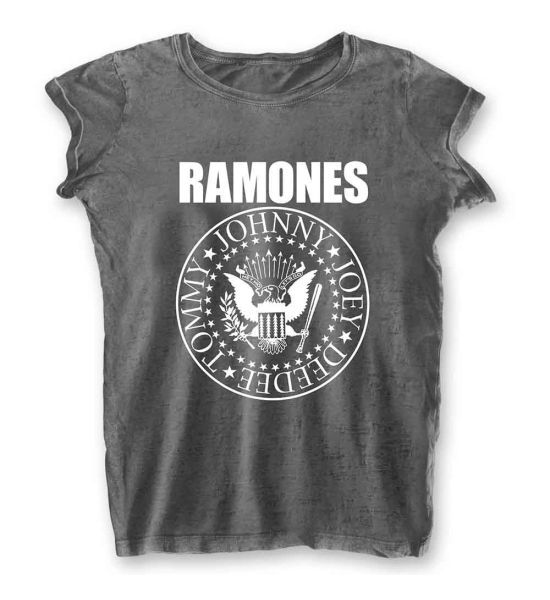 Ramones: Presidential Seal (Burnout) - Ladies Charcoal Grey T-Shirt