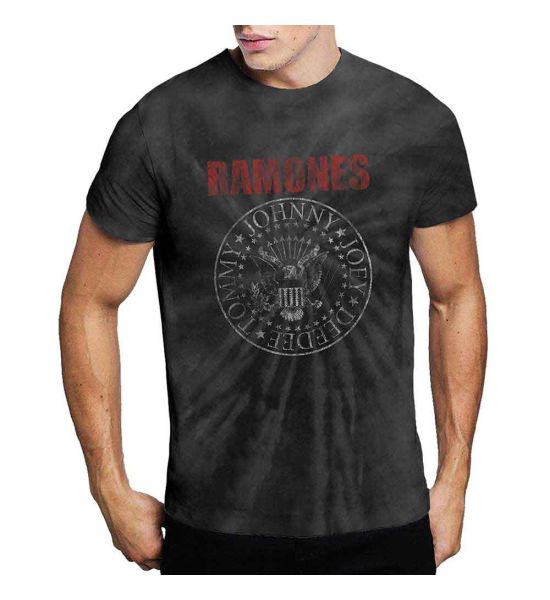 Ramones: Presidential Seal (Dip Dye, Dye Wash) - Black T-Shirt