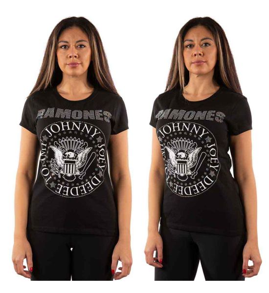 Ramones: Presidential Seal (Embellished) - Ladies Black T-Shirt