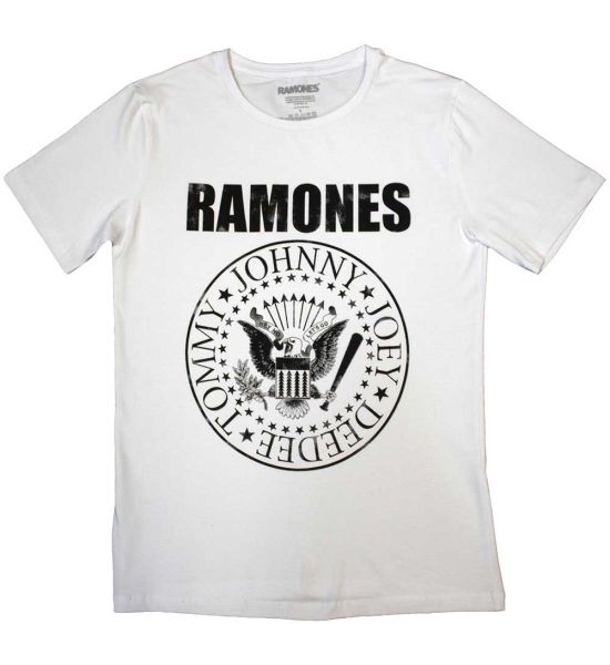 Ramones: Presidential Seal - Ladies White T-Shirt