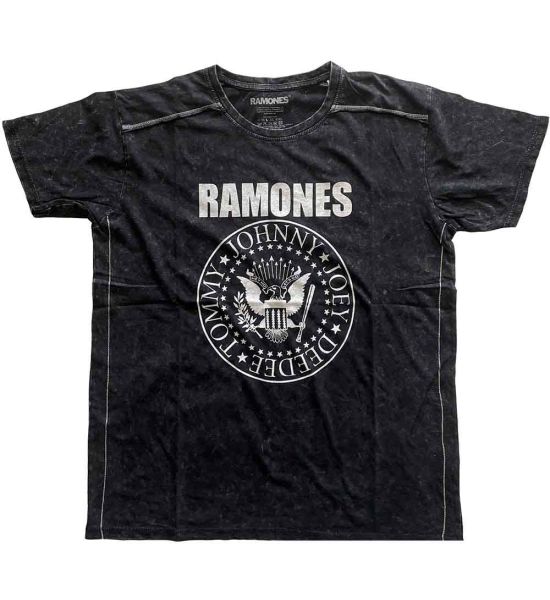 Ramones: Presidential Seal (Snow Wash, Dye Wash) - Black T-Shirt