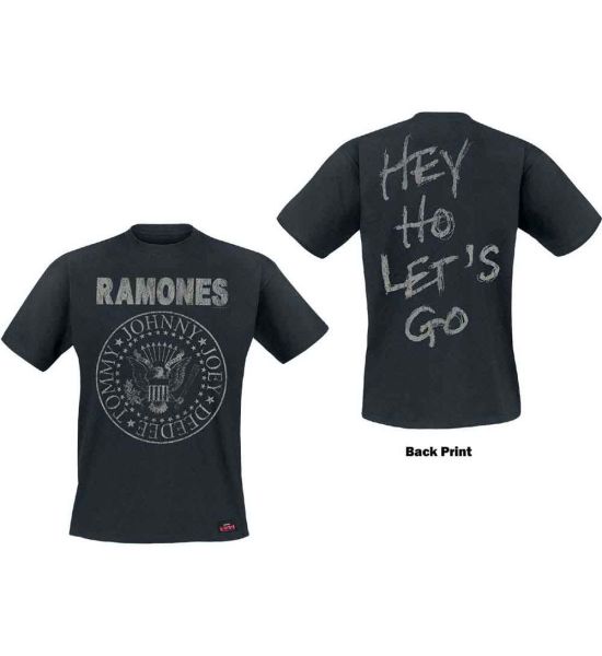 Ramones: Seal Hey Ho (Back Print) - Black T-Shirt