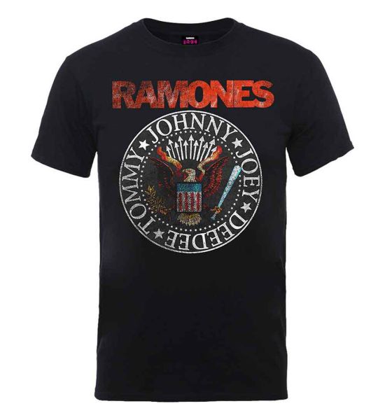 Ramones: Vintage Eagle Seal - Black T-Shirt