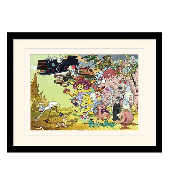 Rick and Morty: Creature Barrage Collector Print Framed Poster (White Background)