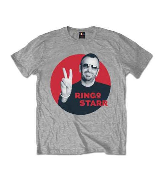 Ringo Starr: Peace Red Circle - Grey T-Shirt