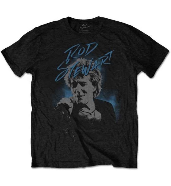 Rod Stewart: Scribble Photo - Black T-Shirt