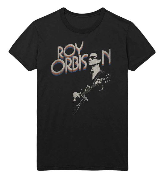 Roy Orbison: Guitar & Logo - Black T-Shirt