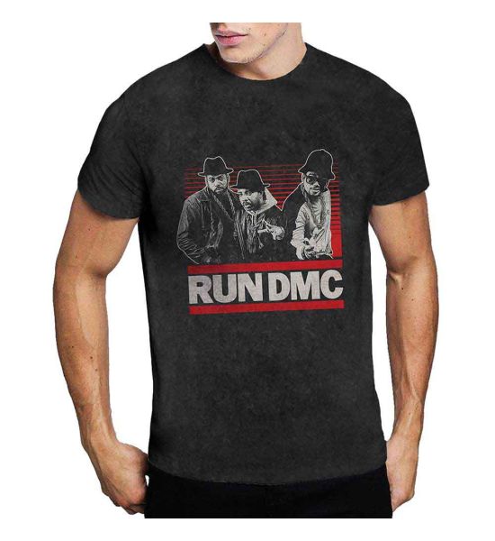 Run DMC: Gradient Bars (Dip Dye, Mineral Wash, Dye Wash) - Dip-dye On Black T-Shirt