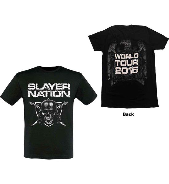 Slayer: Slayer Nation 2015 Dates (Back Print) - Black T-Shirt