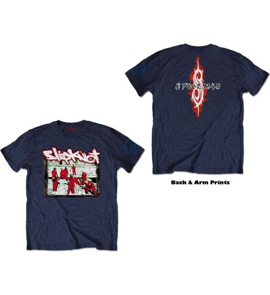 Slipknot: 20th Anniversary - Red Jump Suits (Back Print) - Navy Blue T-Shirt