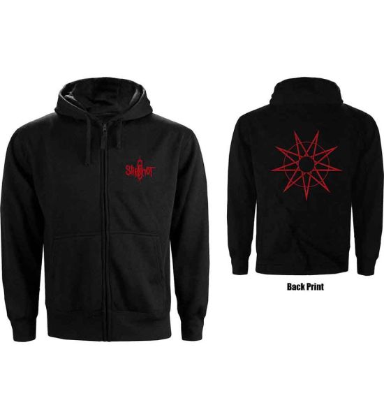 Slipknot: 9 Point Star (Back Print) - Ladies Black Zip-up Hoodie