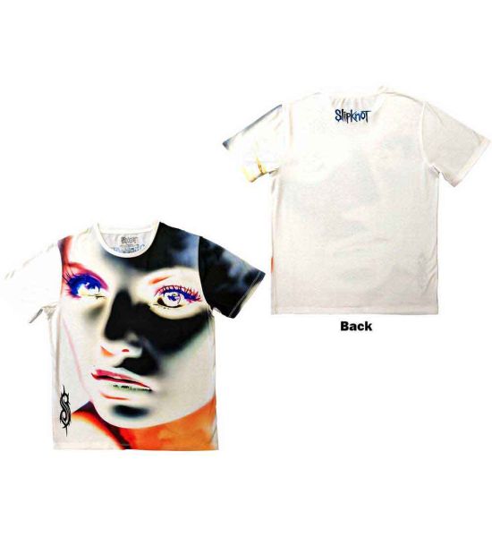 Slipknot: Adderall Face Inverted (Back Print, Sublimation Print) - White T-Shirt