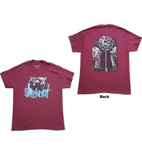 Slipknot: Goat Logo Demon (Back Print) - Maroon Red T-Shirt