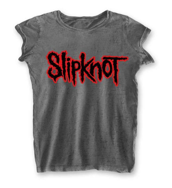 Slipknot: Logo (Burnout) - Ladies Charcoal Grey T-Shirt