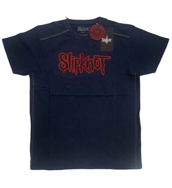 Slipknot: Logo (Snow Wash, Dye Wash) - Navy Blue T-Shirt