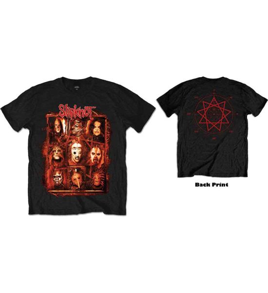 Slipknot: Rusty Face (Back Print) - Black T-Shirt