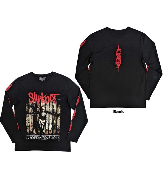 Slipknot: Skeleton Flag (Back & Sleeve Print) - Black T-Shirt