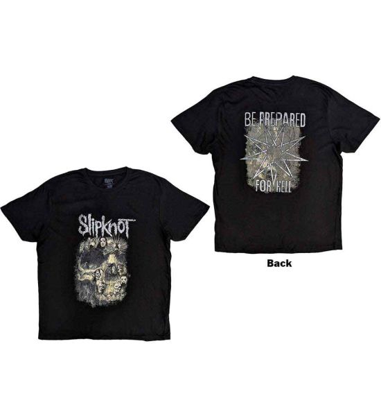 Slipknot: Skull Group (Back Print) - Black T-Shirt