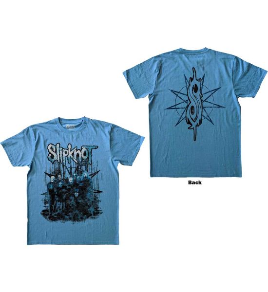 Slipknot: The End, So Far Band (Back Print) - Blue T-Shirt