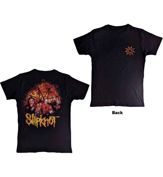 Slipknot: The End So Far Flame Logo (Back Print) - Black T-Shirt