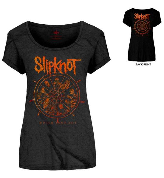 Slipknot: The Wheel (Back Print) - Ladies Black T-Shirt