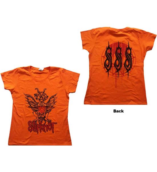 Slipknot: Winged Devil (Back Print) - Orange Ladies T-Shirt