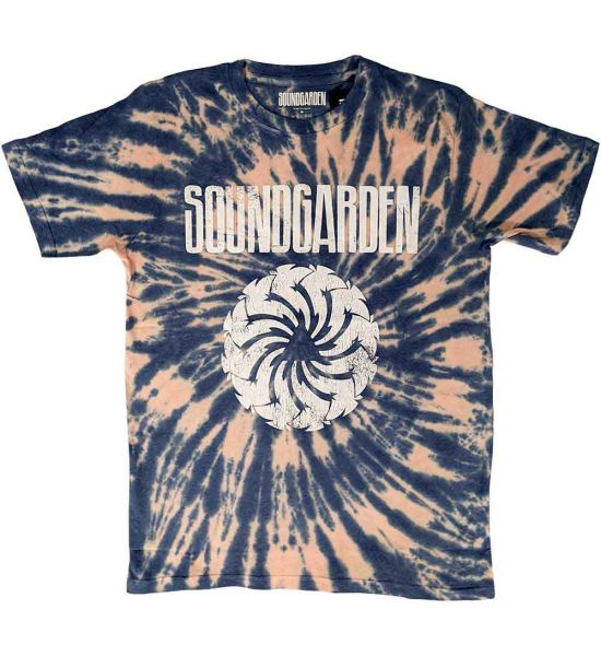 Soundgarden: Logo Swirl (Dip Dye, Dye Wash) - Blue T-Shirt