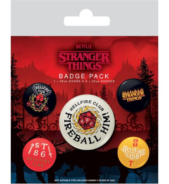 Stranger Things 4: Hellfire Club Pin-Back Buttons 5-Pack Preorder