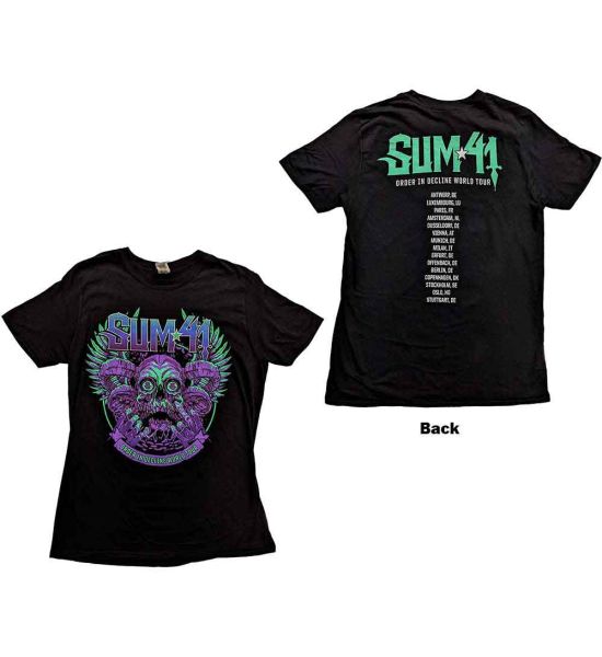 Sum 41: Order In Decline Tour 2020 Purple Skull (Back Print) - Black T-Shirt