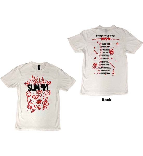 Sum 41: Sketches European Tour 2022 (Back Print) - White T-Shirt