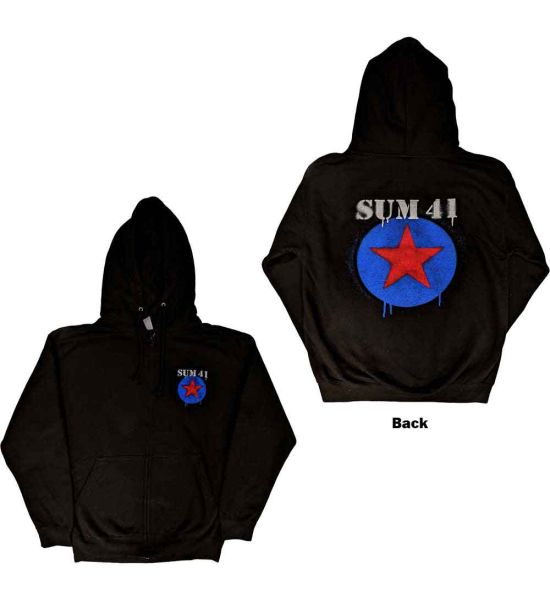 Sum 41: Star Logo (Back Print) - Black Zip-up Hoodie