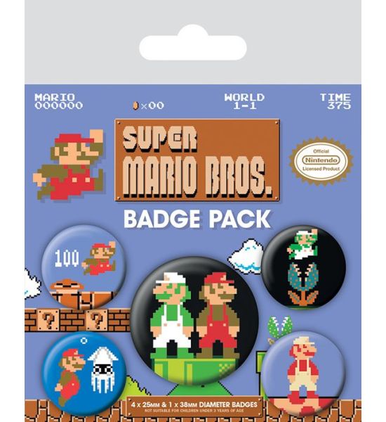 Super Mario Bros.: 5-Pack Pin-Back Buttons Preorder