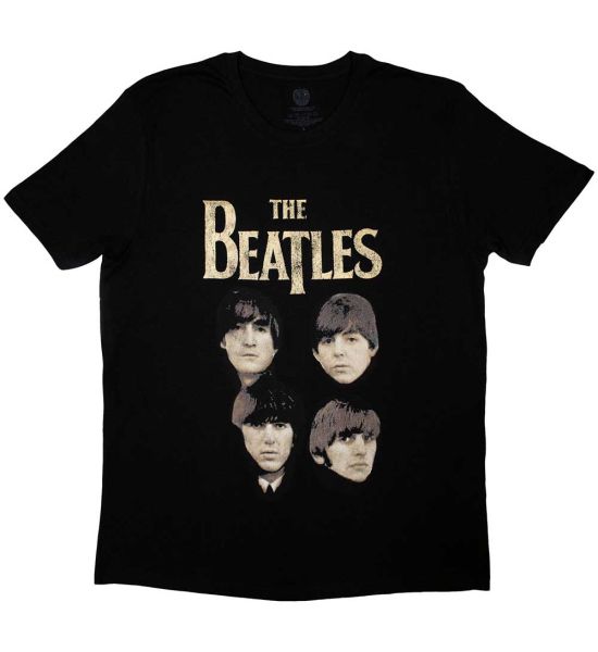 The Beatles: 4 Heads - Black T-Shirt