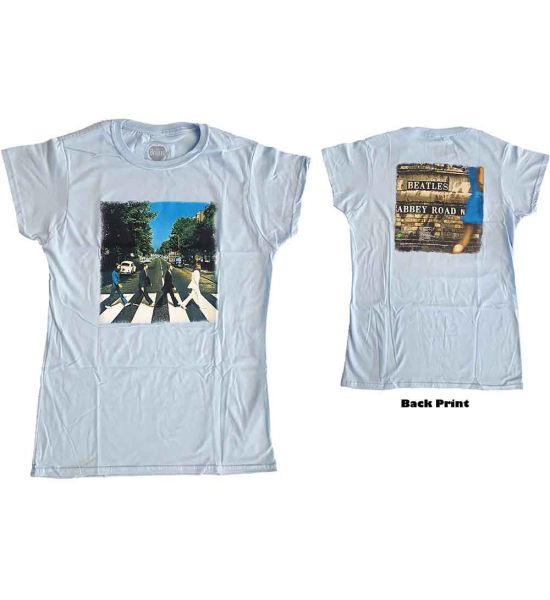 The Beatles: Abbey Road (Back Print) - Ladies Light Blue T-Shirt