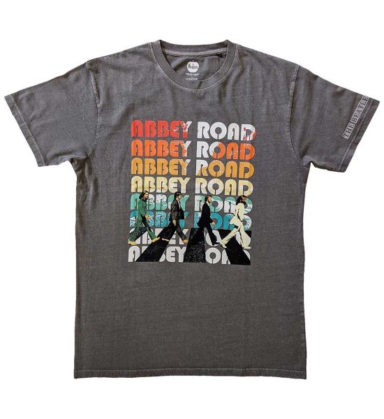 The Beatles: Abbey Stacked (Sleeve Print) - Charcoal Grey T-Shirt