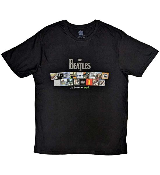 The Beatles: Albums on Apple (Hi-Build, Puff Print) - Black T-Shirt