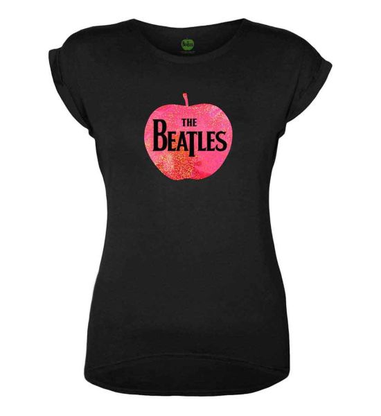 The Beatles: Apple Logo (Embellished) - Ladies Black T-Shirt