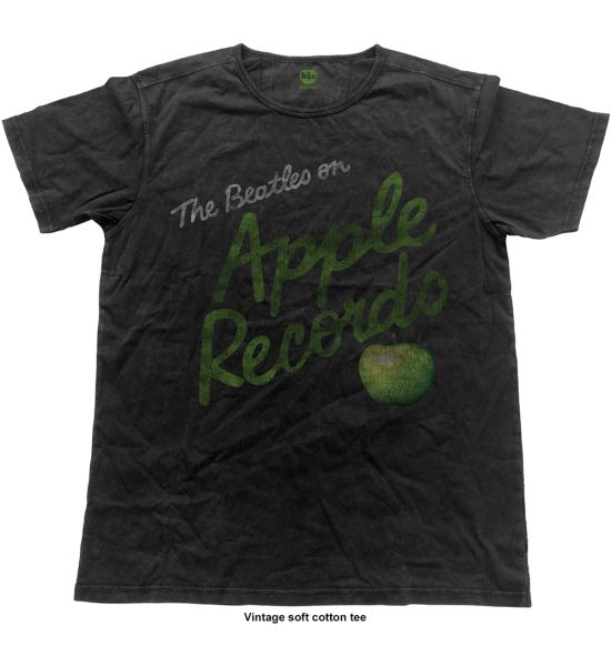 The Beatles: Apple Records - Vintage Black T-Shirt