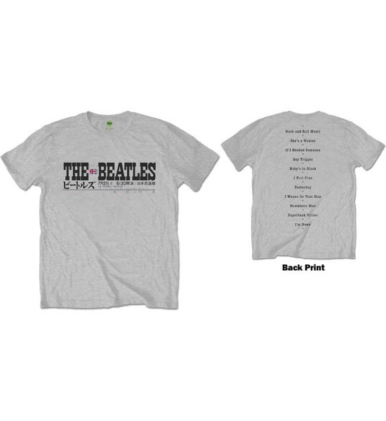 The Beatles: Budokan Set List (Back Print) - Grey T-Shirt