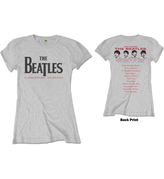 The Beatles: Candlestick Park (Back Print) - Ladies Grey T-Shirt