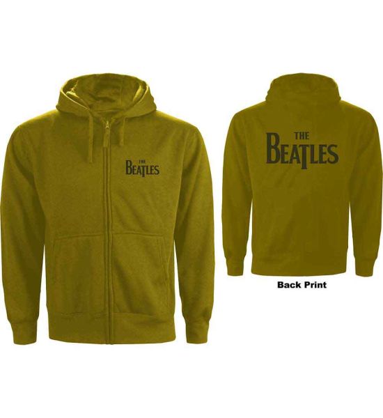 The Beatles: Drop T Logo (Back Print) - Green Zip-up Hoodie