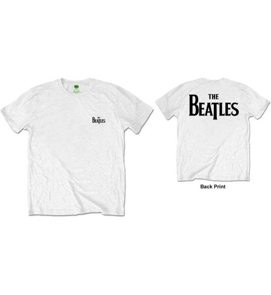 The Beatles: Drop T Logo (Back Print) - White T-Shirt