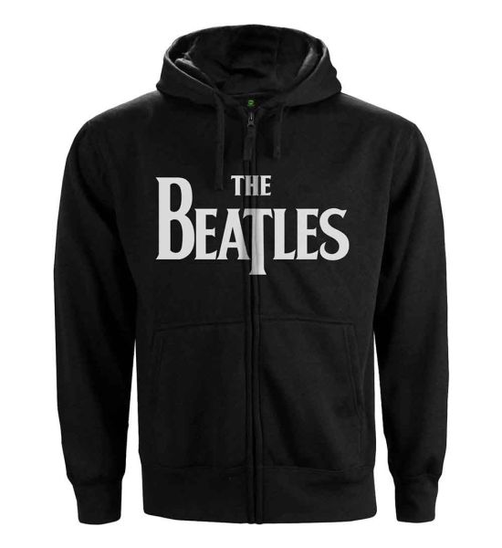 The Beatles: Drop T Logo - Black Zip-up Hoodie