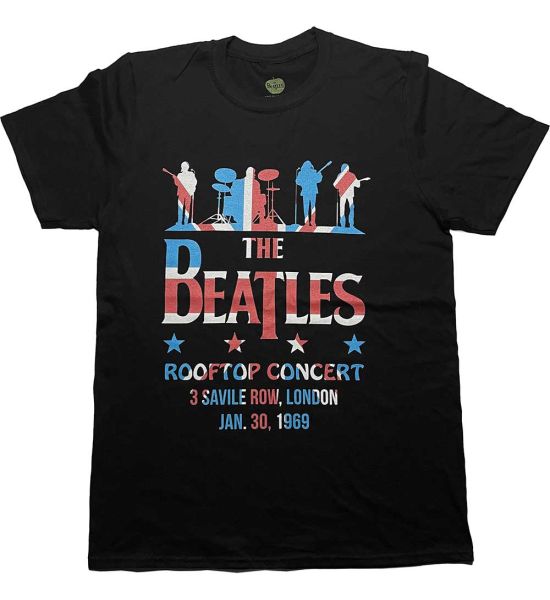 The Beatles: Drop T Rooftop Flag - Black T-Shirt