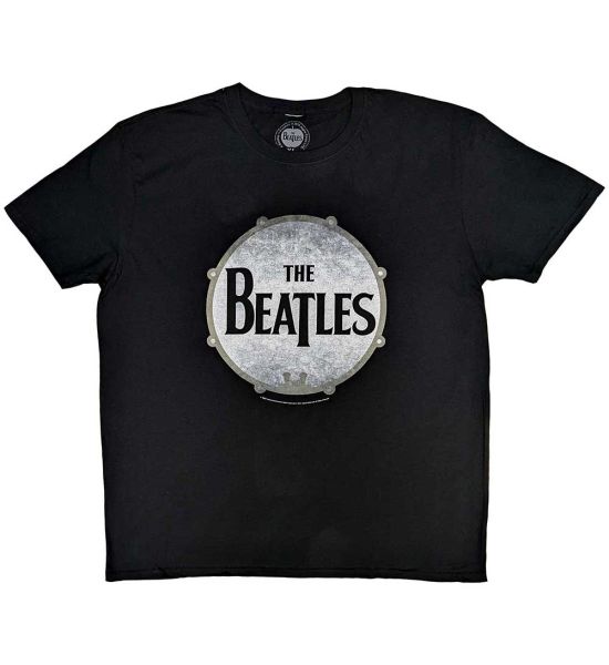 The Beatles: Drum Skin - Black T-Shirt