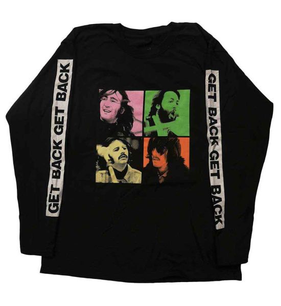 The Beatles: Get Back Studio Shots (Sleeve Print) - Black Long Sleeve T-Shirt