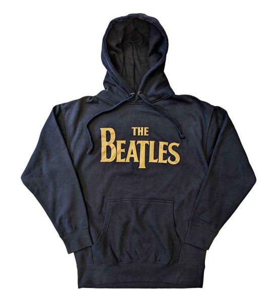 The Beatles: Gold Drop T Logo - Navy Blue Pullover Hoodie